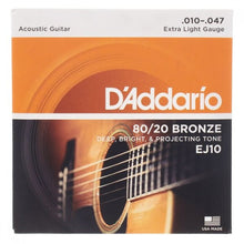 Cargar imagen en el visor de la galería, Juego cuerdas guitarra acustica D´Addario EJ10
